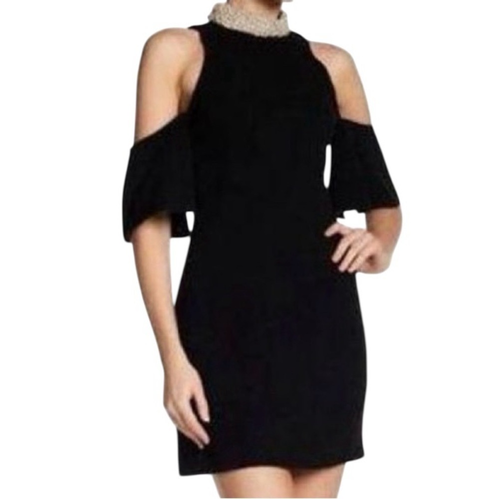 NWT Rachel Zoe Bixley Cold Shoulder Embellished Collar Dress in Black - Size 0 - Picture 2 of 8